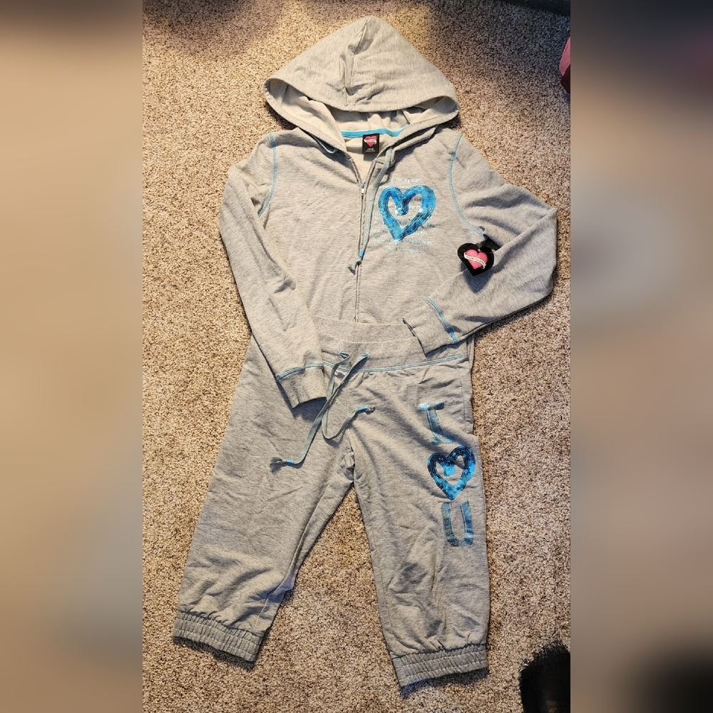 2 piece set Hard Candy jacket sweatshirt & Capri pant sequin Lg